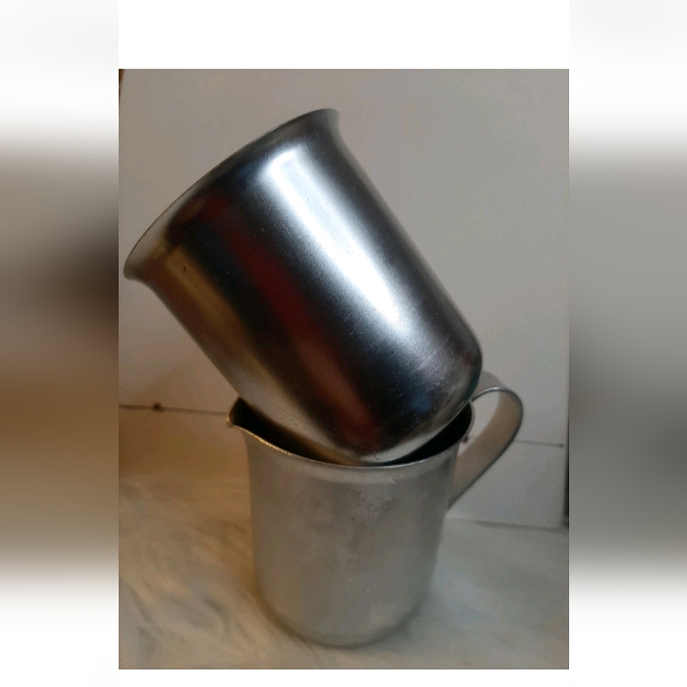 Vintage Color Craft SUGAR AND CREAMER SET Aluminum Silver Colored 3" 6 Ounce